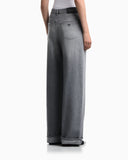 Five-pocket wide-leg jeans in vintage rigid cotton denim