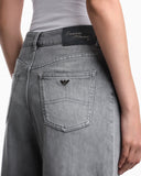Five-pocket wide-leg jeans in vintage rigid cotton denim