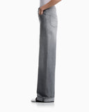Five-pocket wide-leg jeans in vintage rigid cotton denim