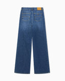 5-pocket pants high-waisted wide-leg denim with a used look
