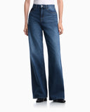 5-pocket pants high-waisted wide-leg denim with a used look
