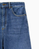 5-pocket pants high-waisted wide-leg denim with a used look