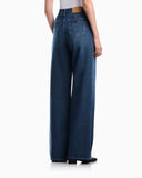5-pocket pants high-waisted wide-leg denim with a used look