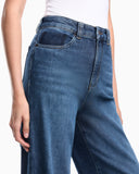 5-pocket pants high-waisted wide-leg denim with a used look