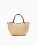 Woven straw medium shopper bag with EA logo
