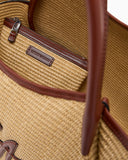 Woven straw medium shopper bag with EA logo