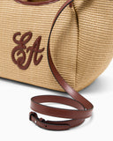 Woven straw medium shopper bag with EA logo