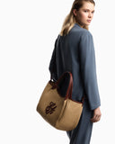 Woven straw medium shopper bag with EA logo