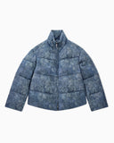 Blouson jacket with quilted jacquard effect and high collar