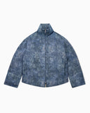 Blouson jacket with quilted jacquard effect and high collar