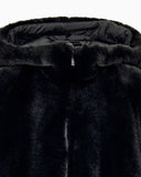 Caban coat in faux fur with a hood and zip closure