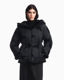 Caban coat in faux fur with a hood and zip closure