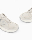Sneakers with mesh and leather upper and chunky rubber sole