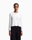 Micro leopard spot jacquard fluid fabric shirt