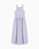 Long dress in poplin with smocked motif