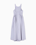 Long dress in poplin with smocked motif