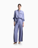 Wide trousers in techno rayon