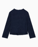 Unlined textured jacket with ottoman bows and round neckline