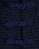 Unlined textured jacket with ottoman bows and round neckline
