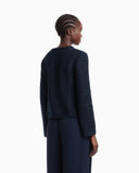 Unlined textured jacket with ottoman bows and round neckline