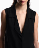 Flowing crêpe waistcoat with lapels