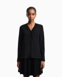Flowing crêpe V-neck blouse