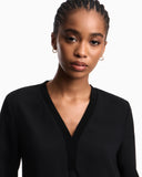 Flowing crêpe V-neck blouse