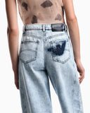 J3I relaxed-fit jeans in vintage look denim with eagle stencil