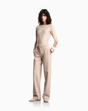 Jumper with three-quarter length sleeves in striped jacquard jersey with a pattern