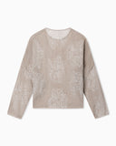 Two-tone floral motif jacquard jumper