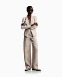 Wide trousers in linen chambray