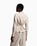 Wide trousers in linen chambray