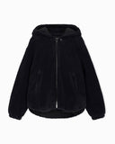 Slightly padded teddy jersey blouson with a drawstring hood