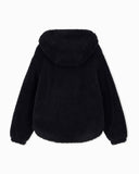 Slightly padded teddy jersey blouson with a drawstring hood