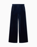 Wide-leg stretch chenille trousers with side pockets