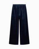 Wide-leg stretch chenille trousers with side pockets