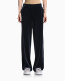 Wide-leg stretch chenille trousers with side pockets