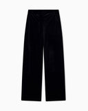 Wide-leg stretch chenille trousers with side pockets