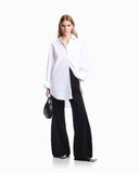High-waist wide-leg Punto Milano pants with side zip vents