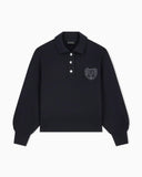 Double jersey polo shirt with dropped armholes and snaps