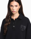 Double jersey polo shirt with dropped armholes and snaps