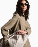 Full-zip hooded blouson jacket in brushed techno cotton