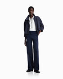 Blouson jacket in brushed techno cotton with a metal zipper
