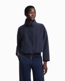 Blouson jacket in brushed techno cotton with a metal zipper