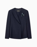 Blazer in virgin wool canneté with a pocket square