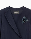Blazer in virgin wool canneté with a pocket square