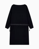 Dress in techno cady with an adjustable drawstring waist