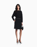 Dress in techno cady with an adjustable drawstring waist