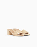 Woven raffia heeled sandals