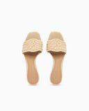 Woven raffia heeled sandals